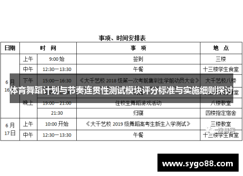 体育舞蹈计划与节奏连贯性测试模块评分标准与实施细则探讨